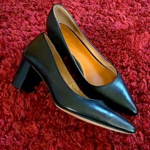 Block Heel black leather Pumps size 7.5